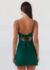 Flora Satin Mini Dress - Forest Green sold by Peppermayo