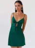 Flora Satin Mini Dress - Forest Green sold by Peppermayo