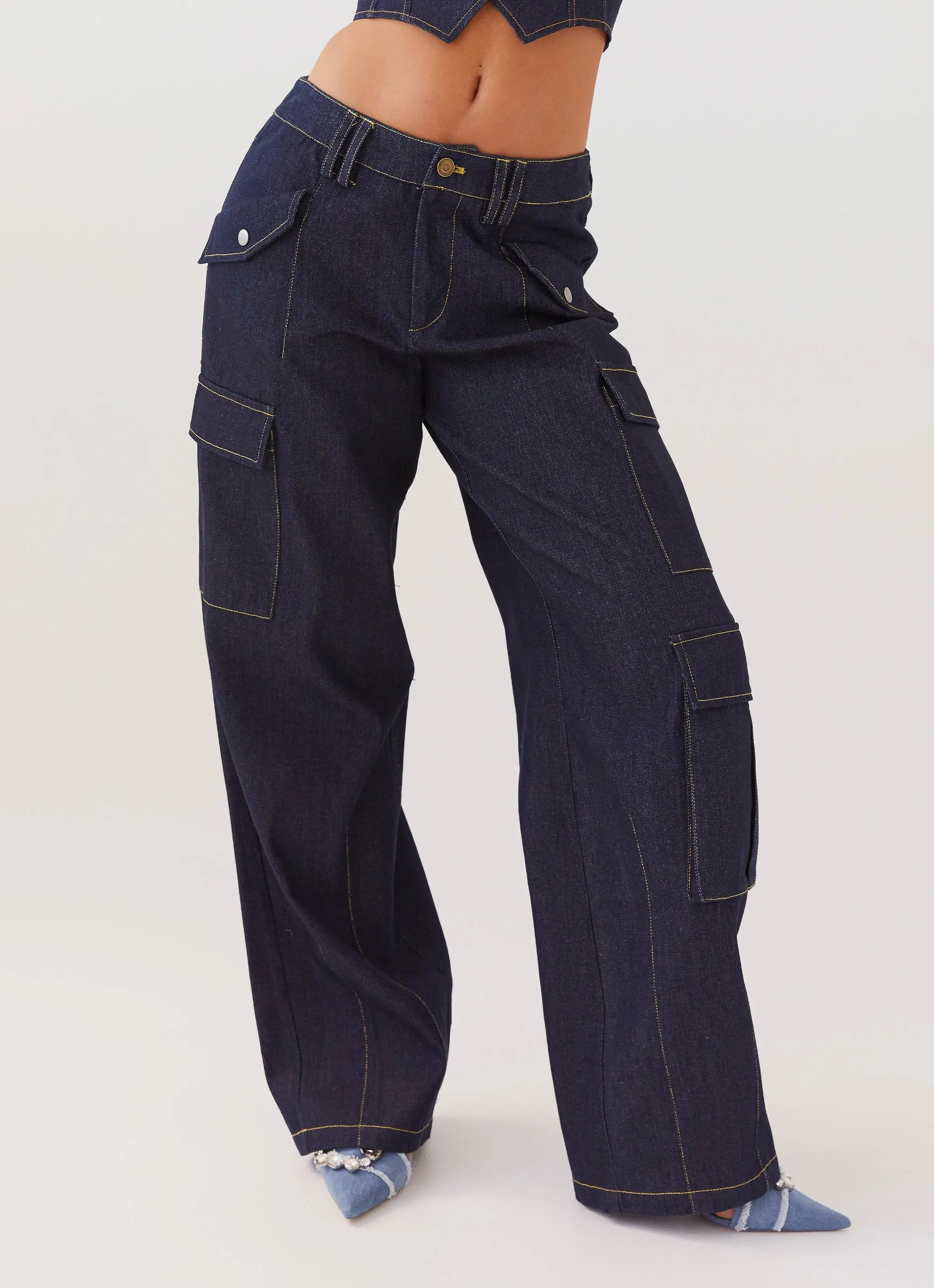 Greedy Denim Cargo Pants - Indigo sold by Peppermayo product image thumbnail 4