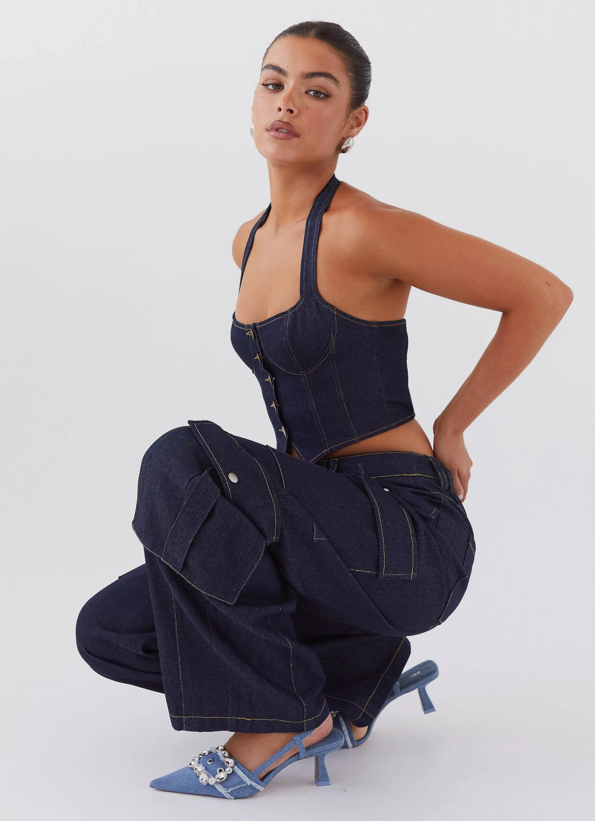 Greedy Denim Cargo Pants - Indigo sold by Peppermayo product image thumbnail 5