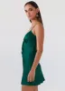Flora Satin Mini Dress - Forest Green sold by Peppermayo