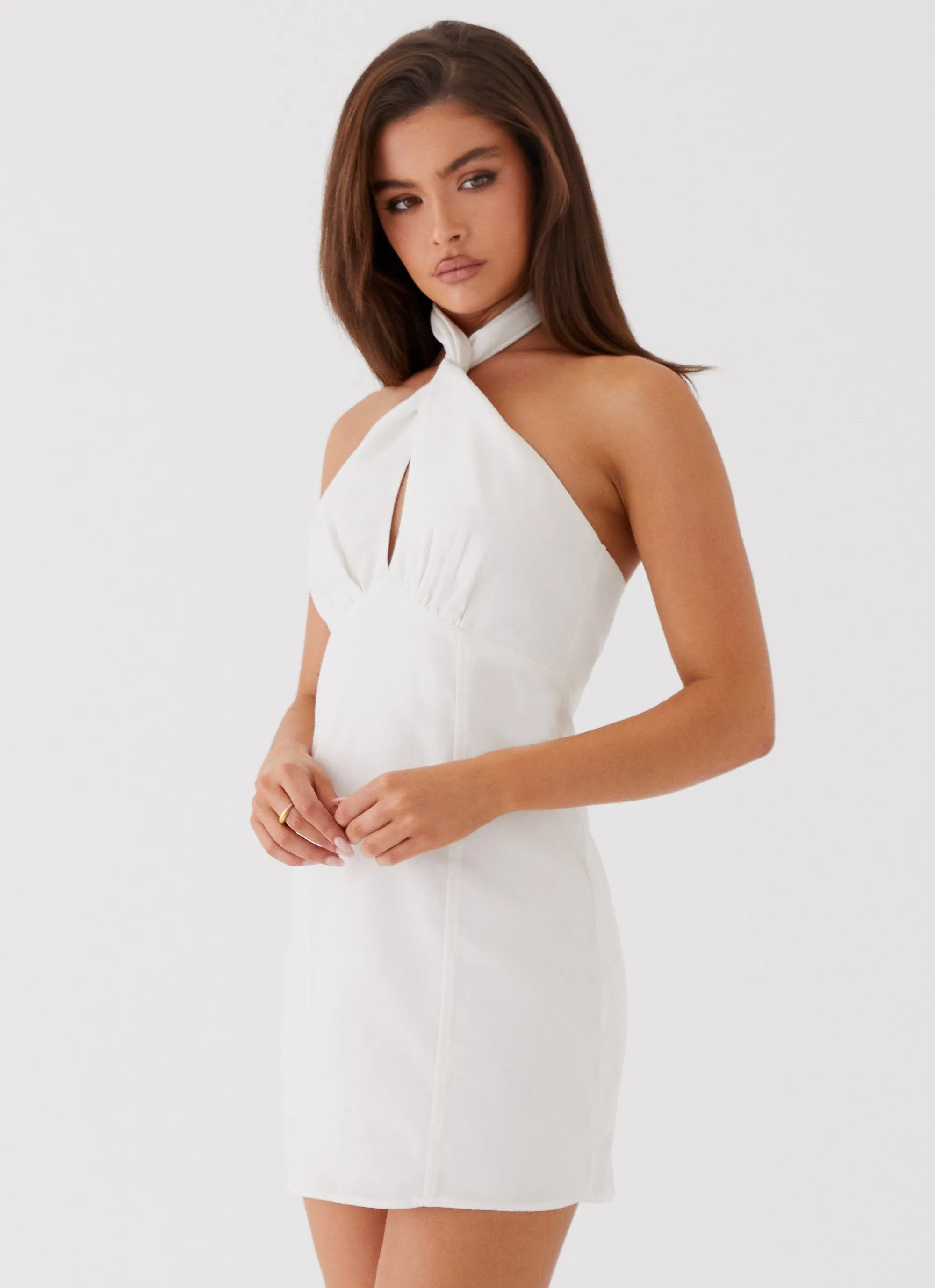 Sabine Linen Mini Dress - White sold by Peppermayo product image thumbnail 3