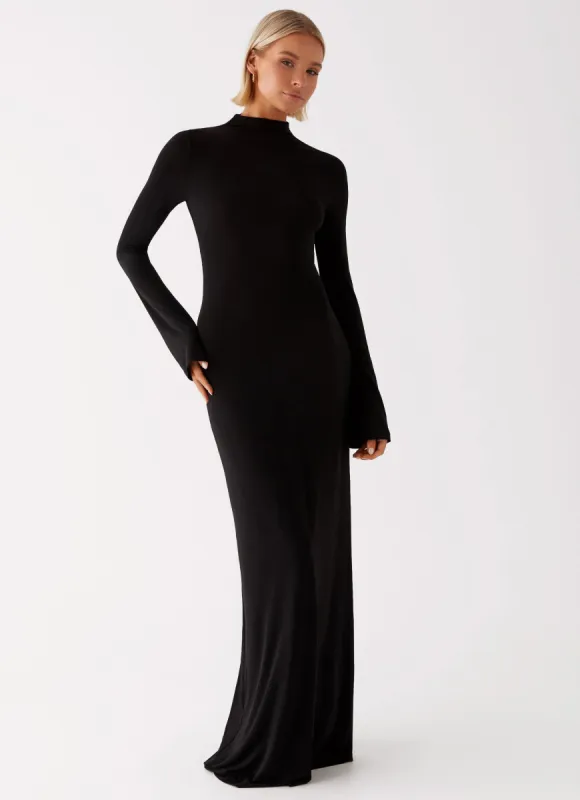 Brioni Long Sleeve Maxi Dress - Black sold by Peppermayo