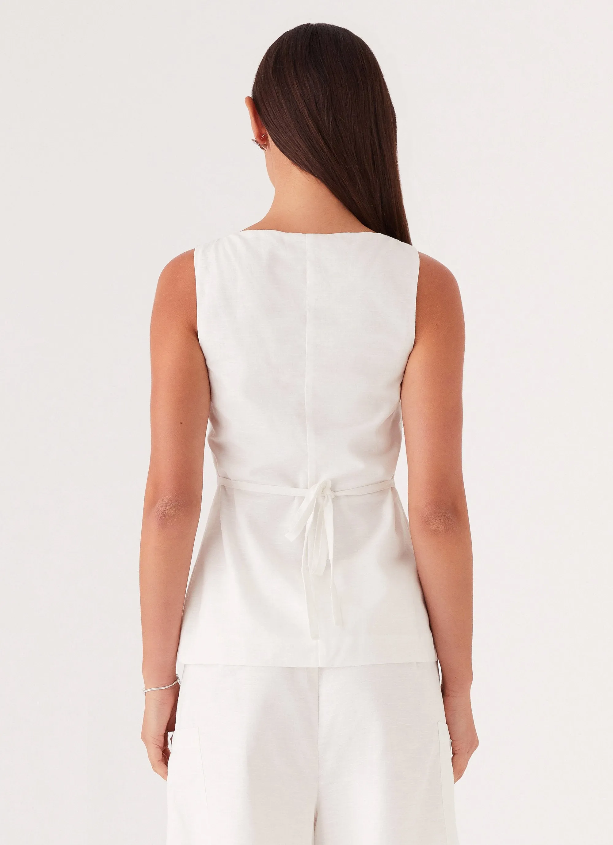 Mayzie Linen Vest - White sold by Peppermayo product image thumbnail 5