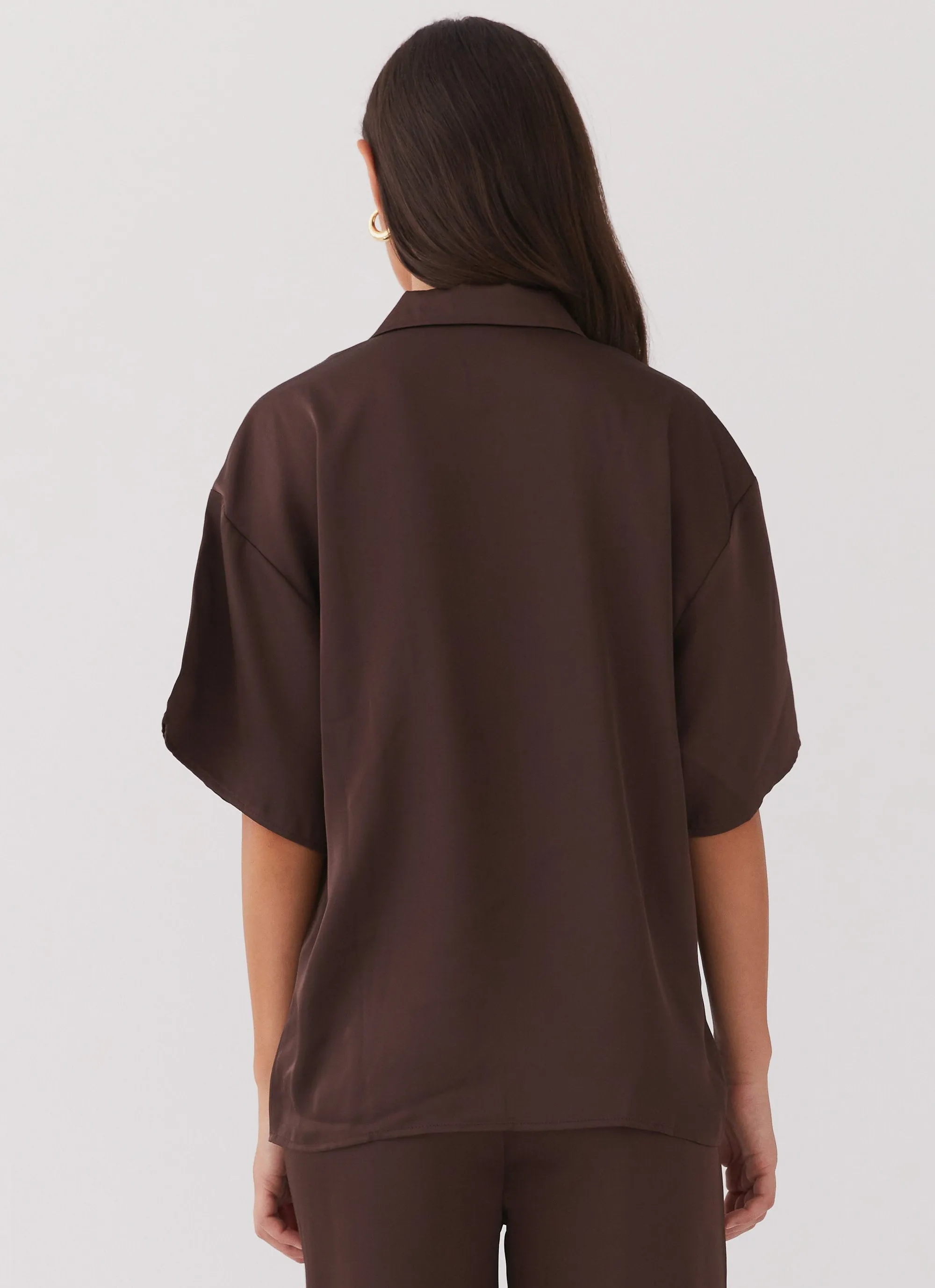 Palm Cove Satin Shirt - Chocolate sold by Peppermayo product image thumbnail 5