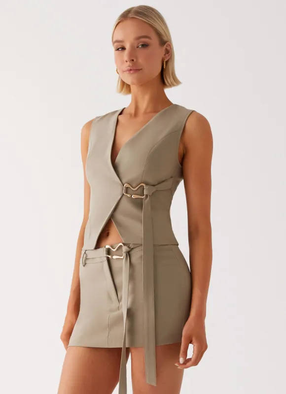 Mira Vest Top - Khaki sold by Peppermayo