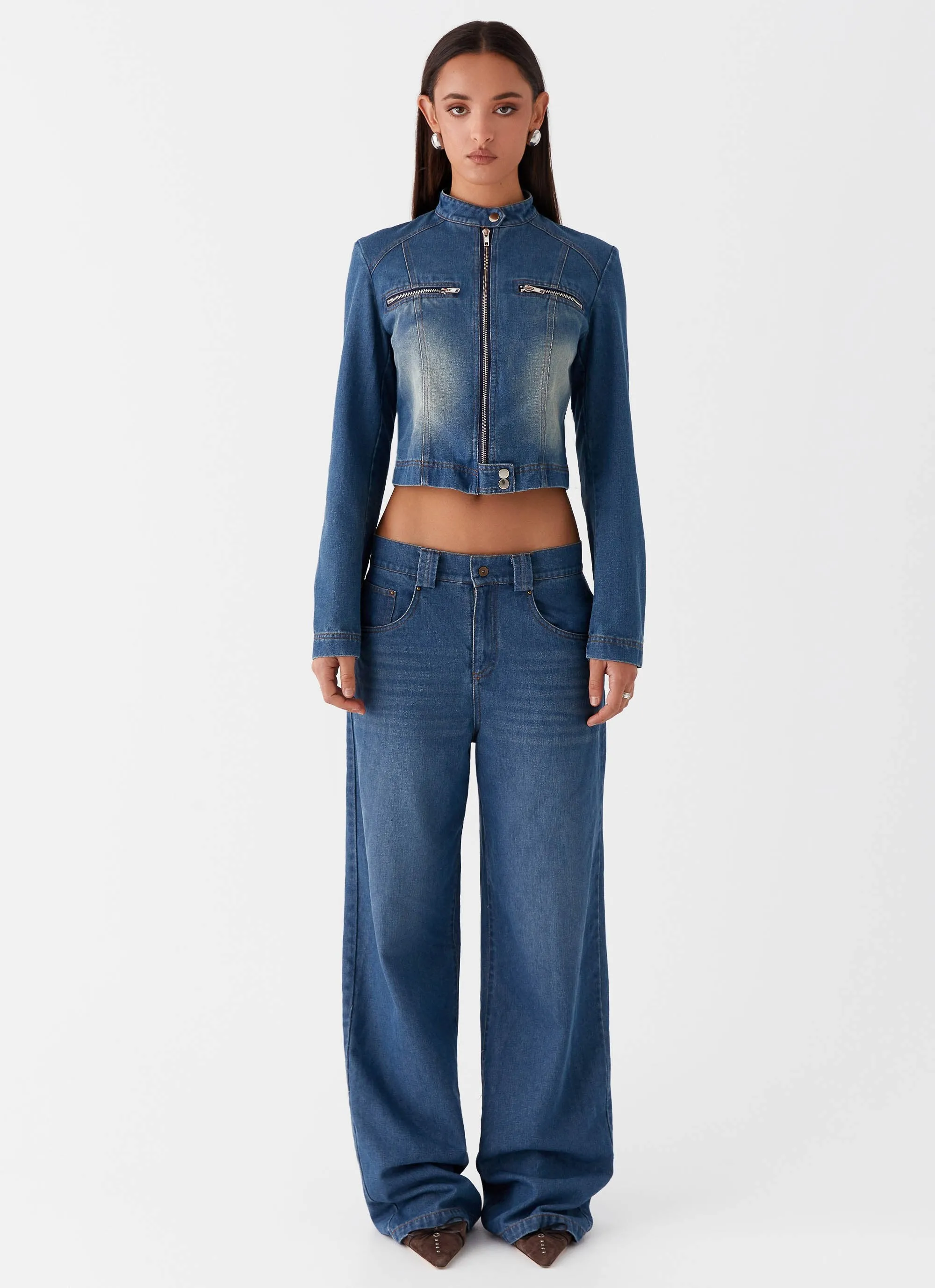 Ride Elegant Denim Jacket - Vintage Blue Wash sold by Peppermayo product image thumbnail 2