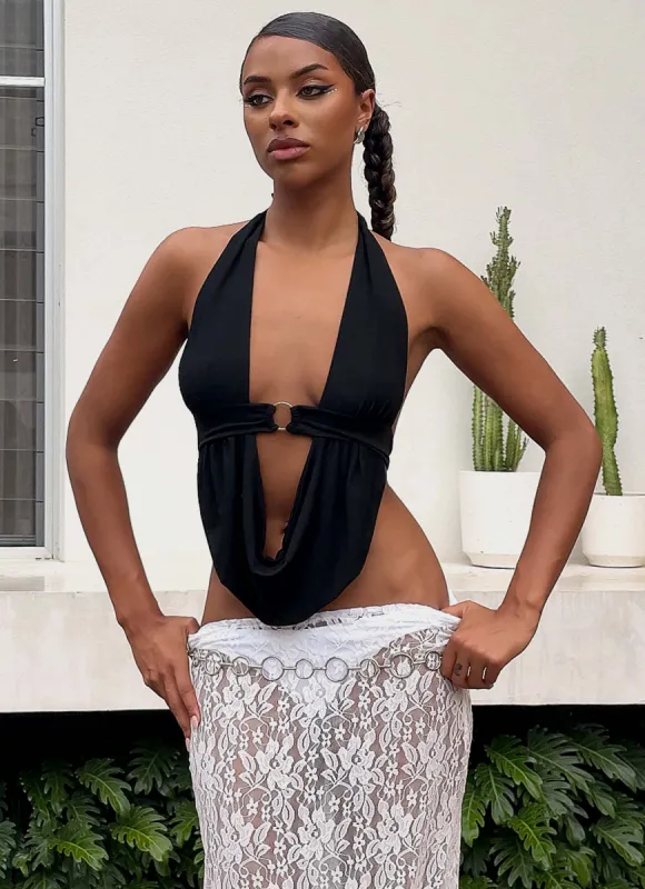 Island Hues Halter Top - Black sold by Peppermayo