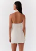 Sabine Linen Mini Dress - Oatmeal sold by Peppermayo