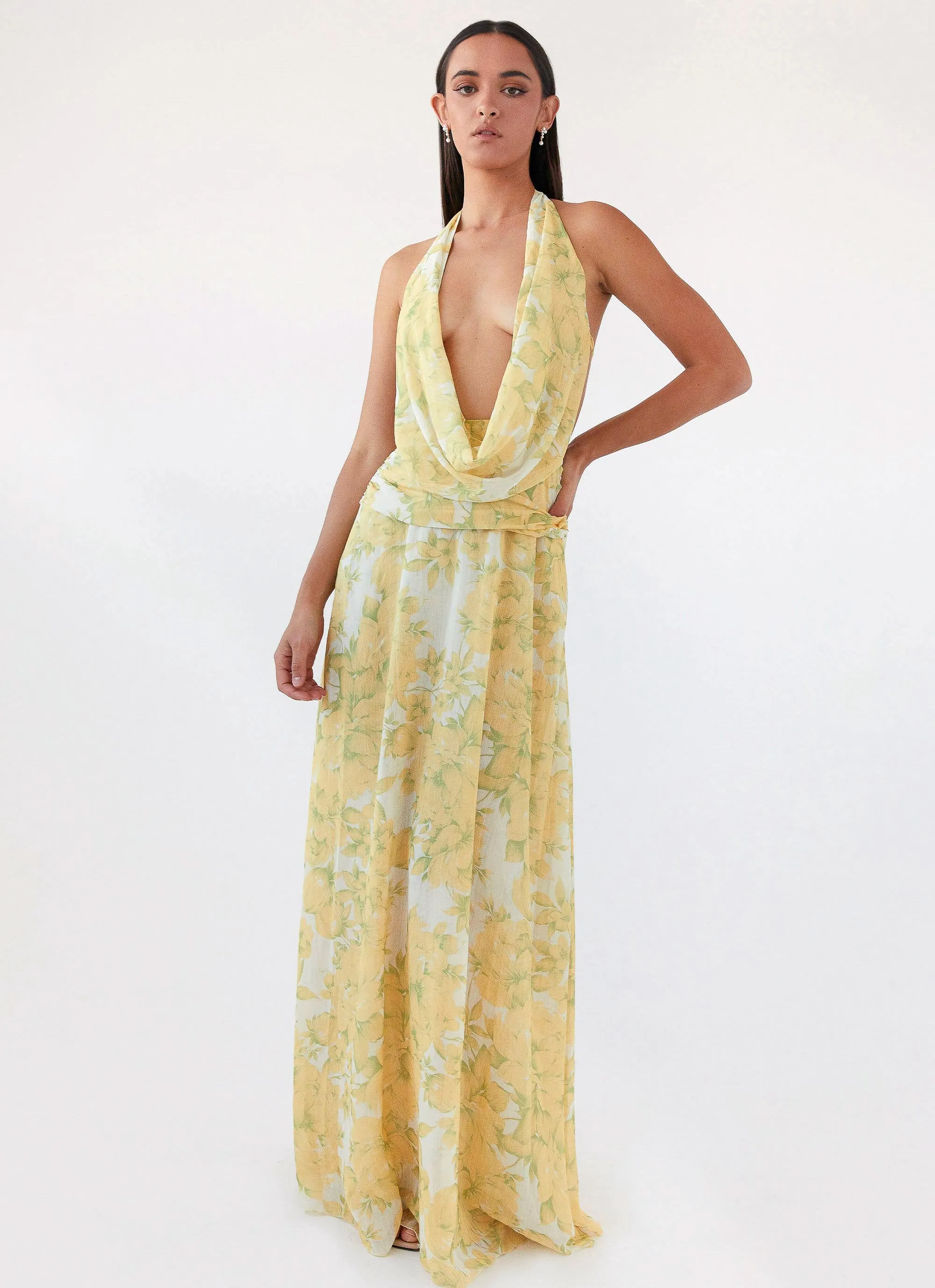 Elysia Chiffon Maxi Dress - Daffodil sold by Peppermayo