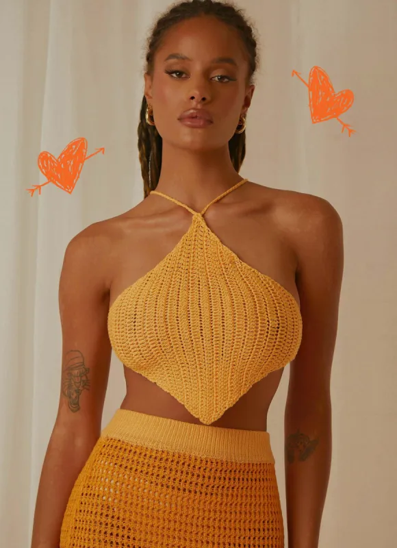 Summer Crush Crochet Halter Top - Mango made by Peppermayo