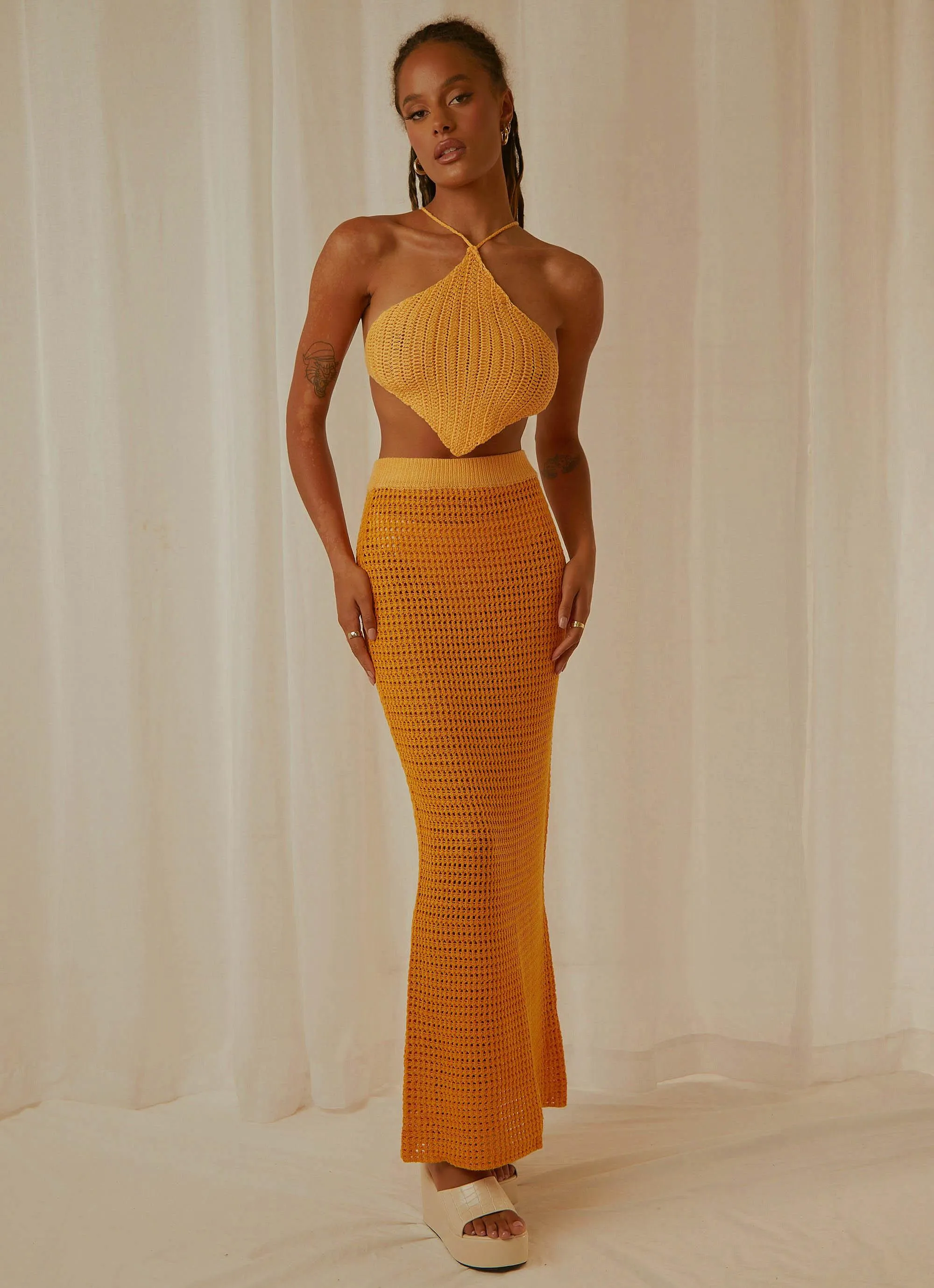 Summer Crush Crochet Halter Top - Mango sold by Peppermayo product image thumbnail 3