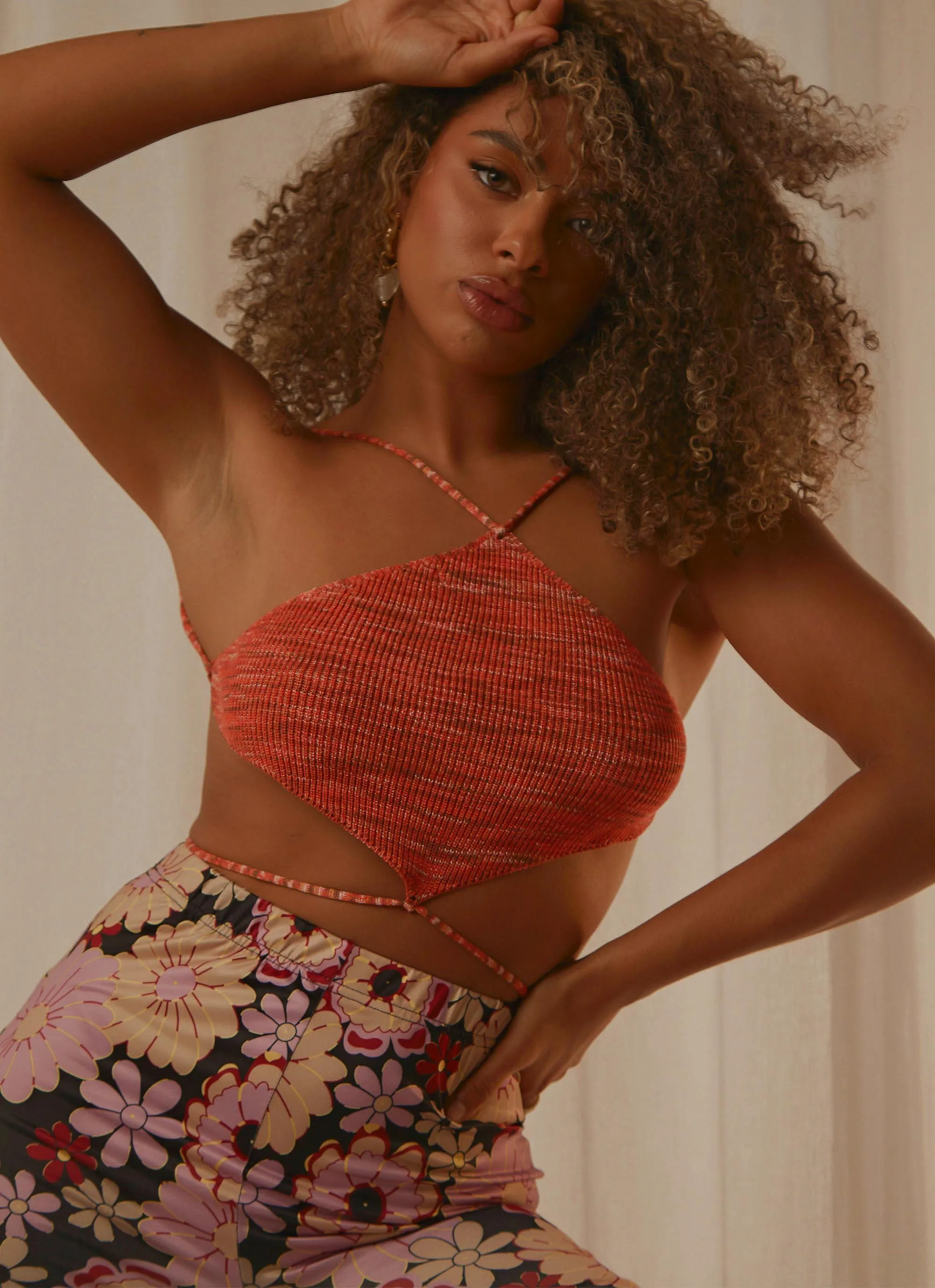 Love Race Halter Top - Orange sold by Peppermayo