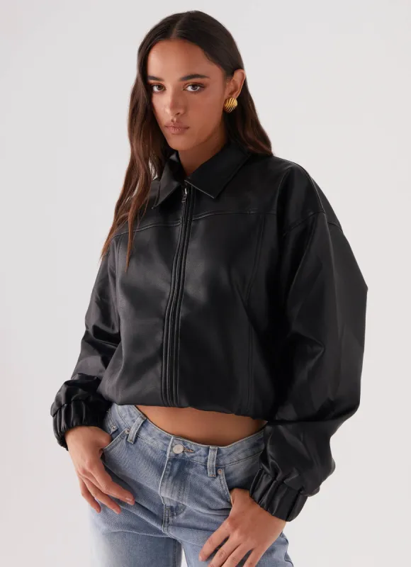 Houghton Oversized Bomber Jacket - Black sold by Peppermayo