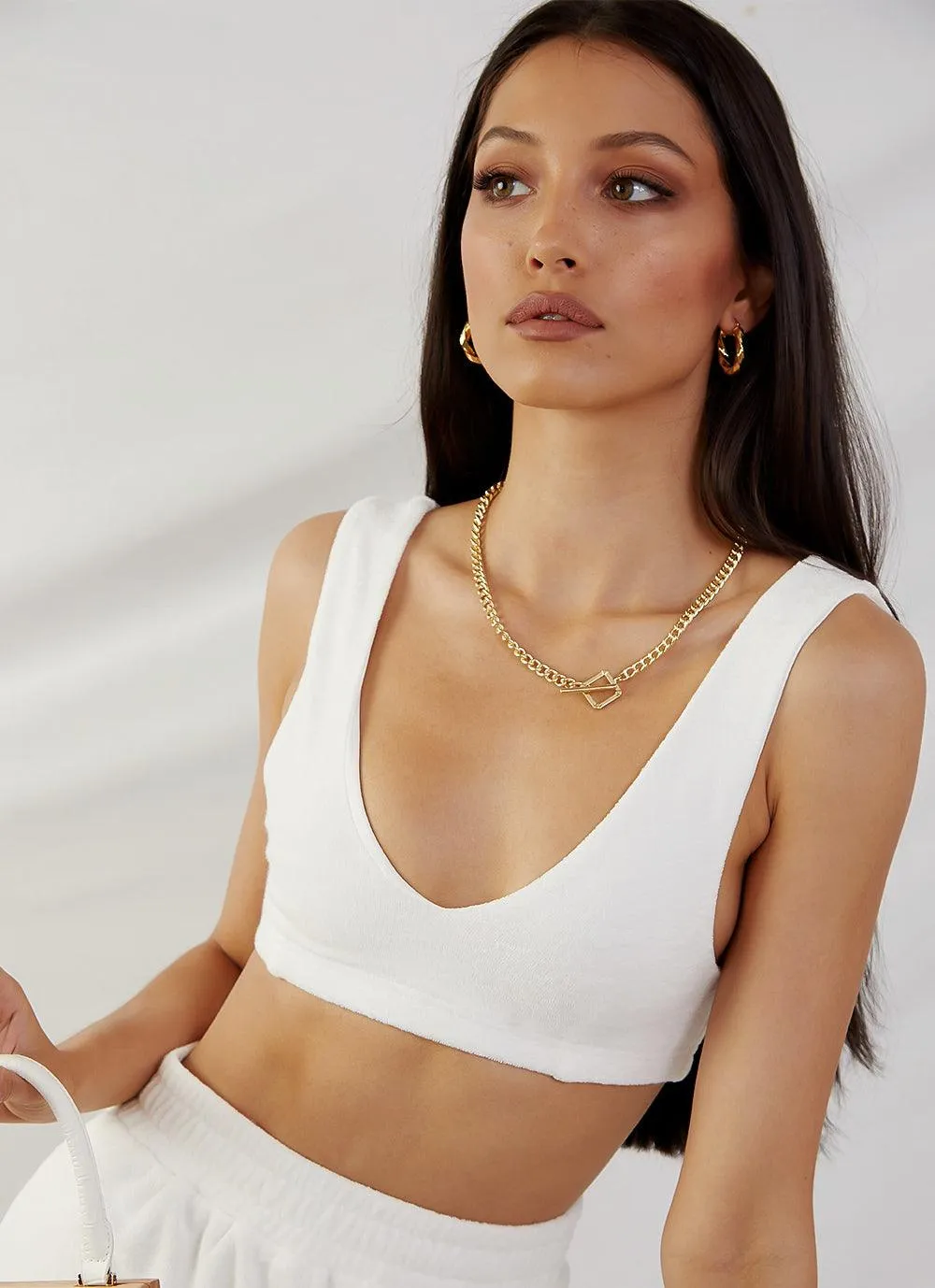 Cote Dazur Terry Crop - White sold by Peppermayo