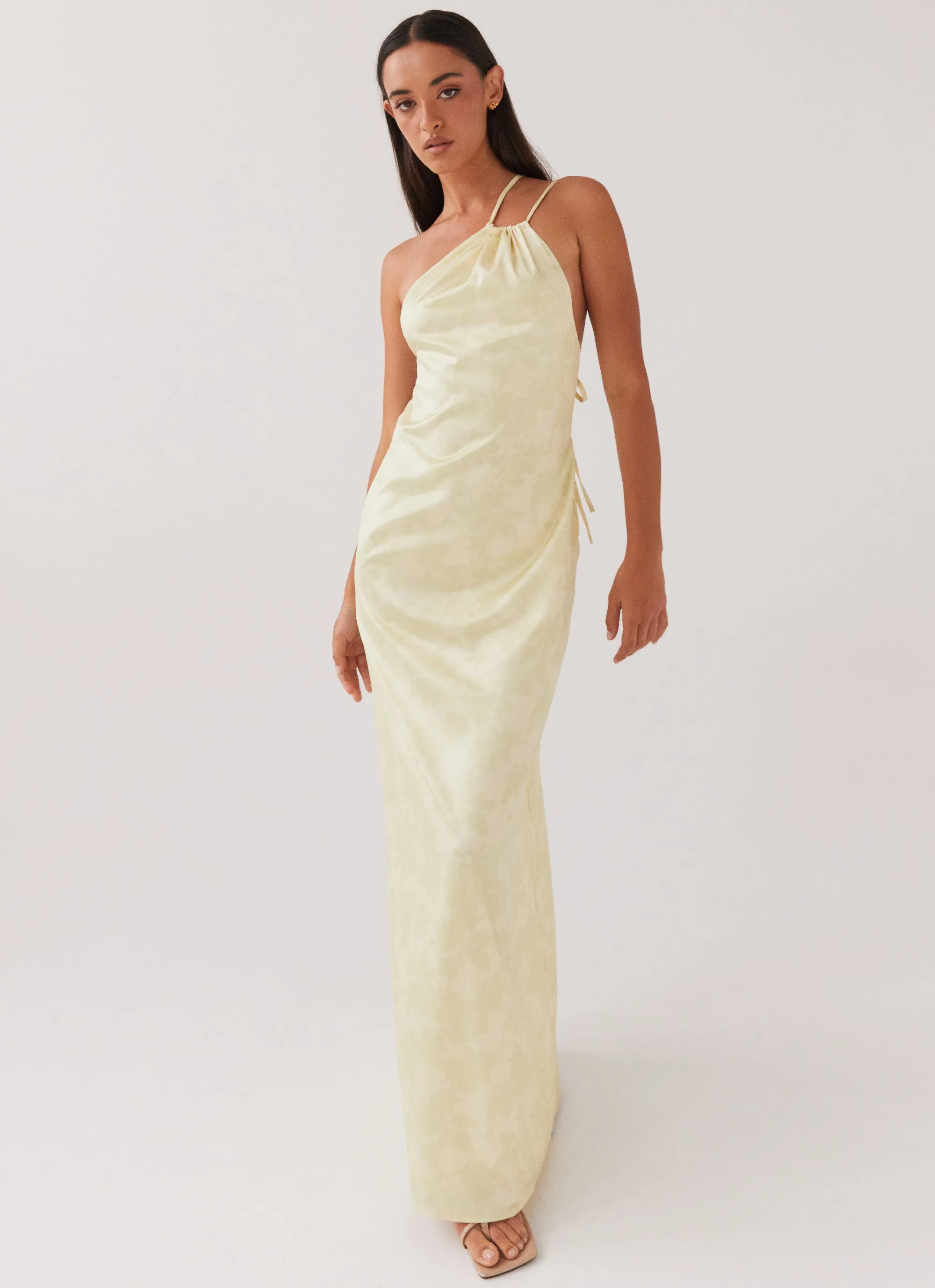Liliana One Shoulder Maxi Dress - Yellow Floral sold by Peppermayo