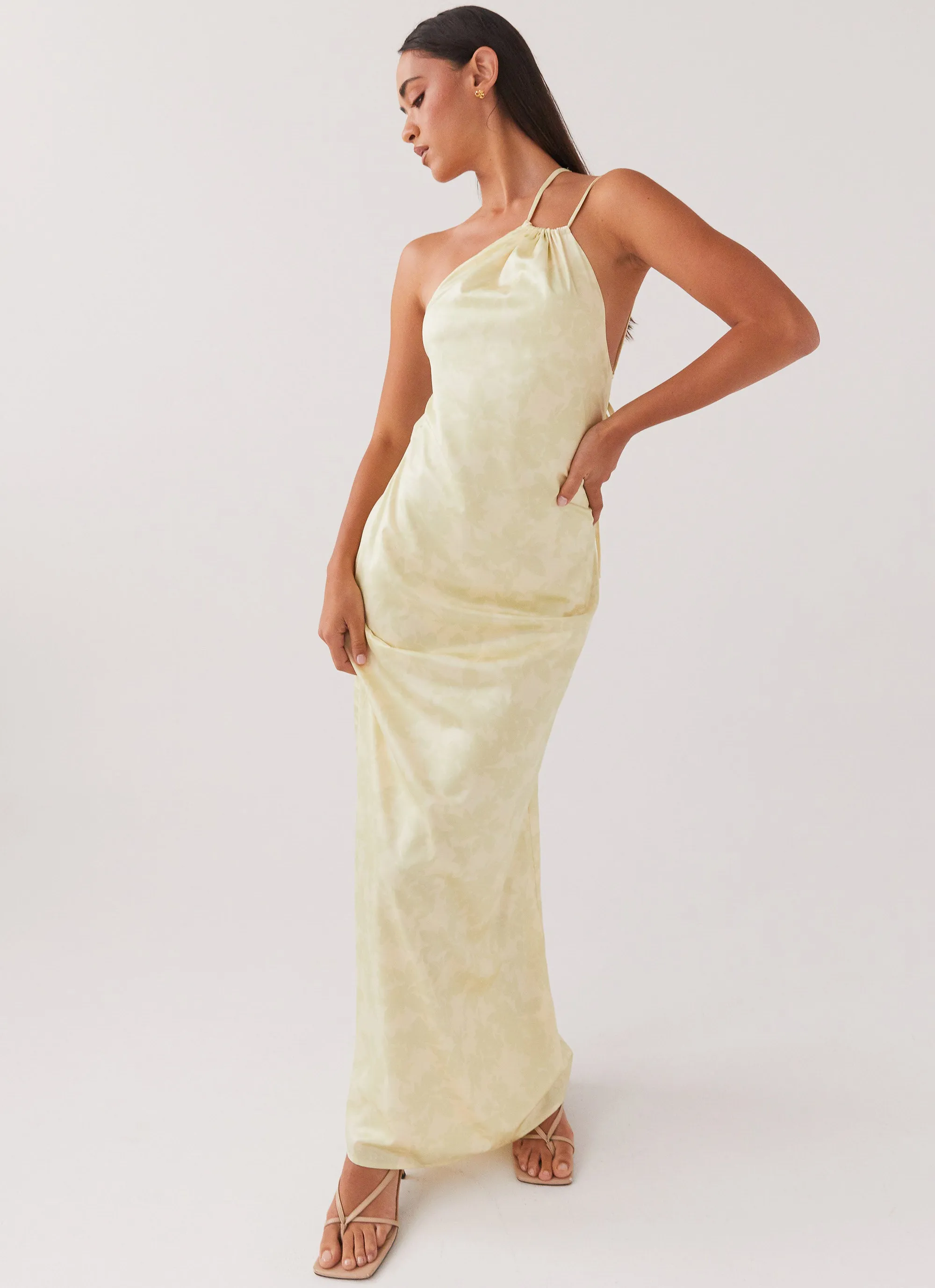 Liliana One Shoulder Maxi Dress - Yellow Floral sold by Peppermayo product image thumbnail 2