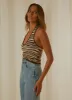 Take You Out Halter Top - Zebra sold by Peppermayo