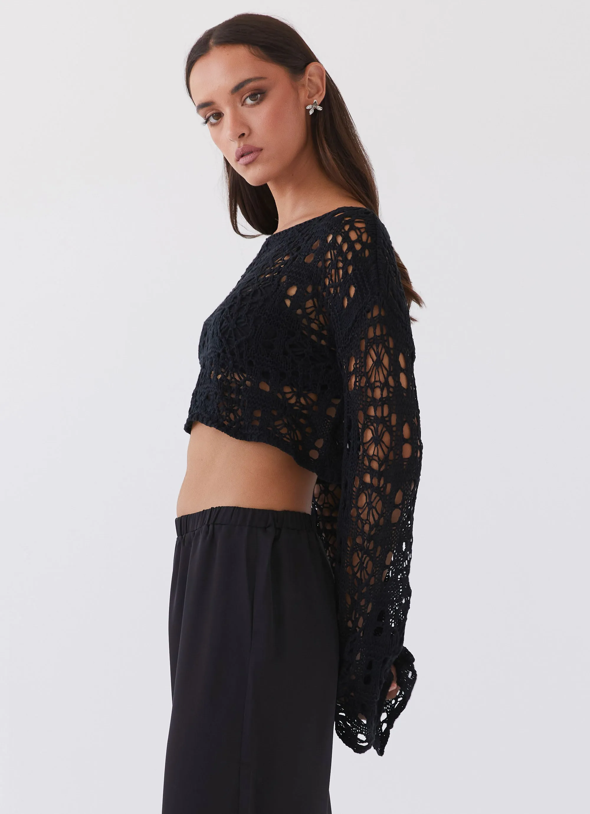 Free Mind Crochet Long Sleeve Top - Black sold by Peppermayo product image thumbnail 5