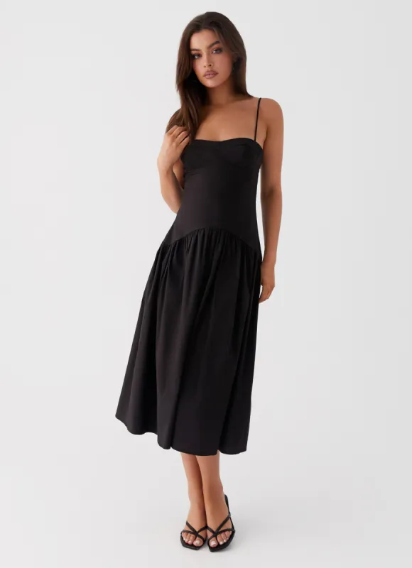 Yvette Corset Midi Dress - Black sold by Peppermayo