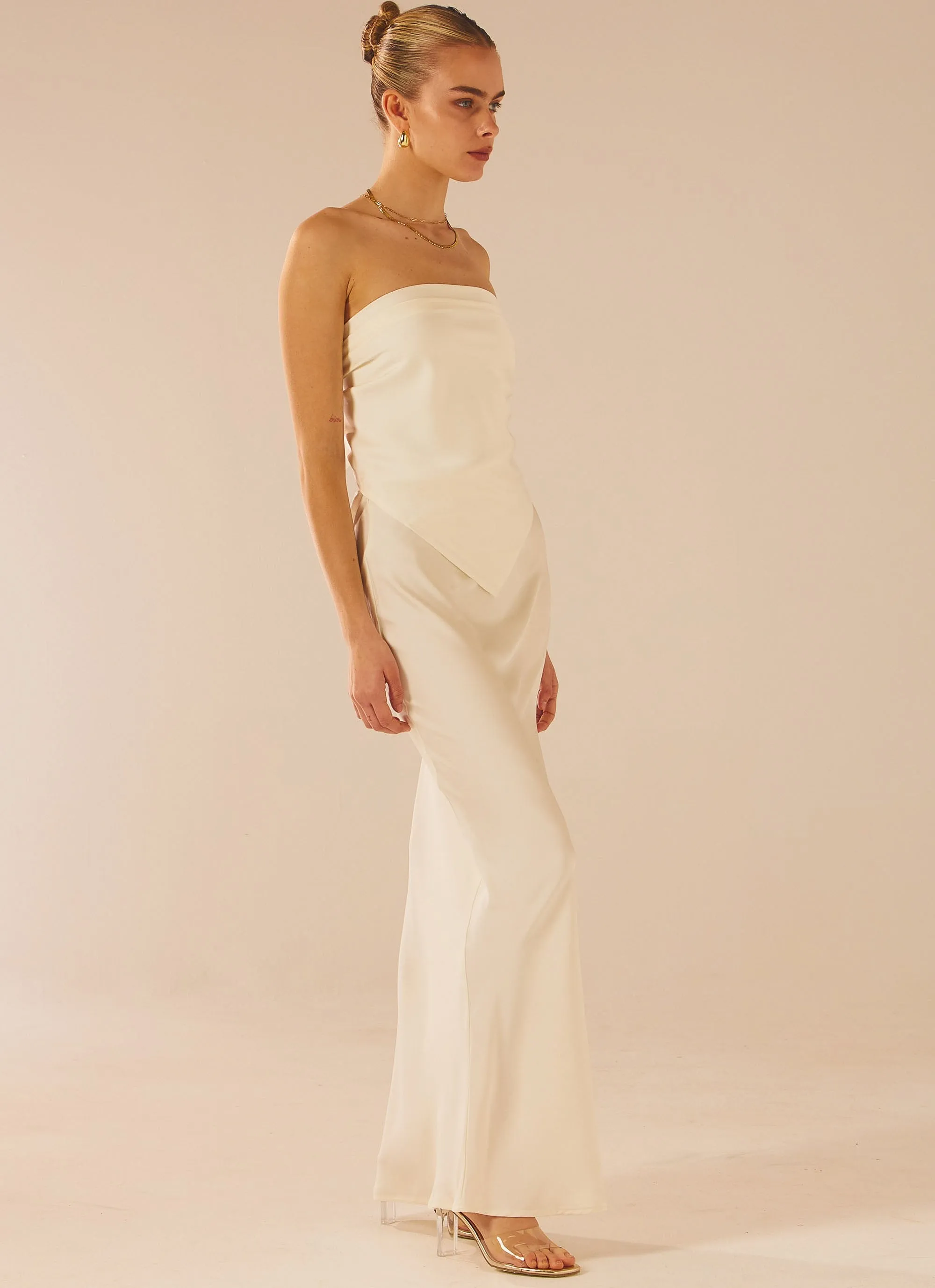 Aria Satin Maxi Skirt - Pearl sold by Peppermayo product image thumbnail 3