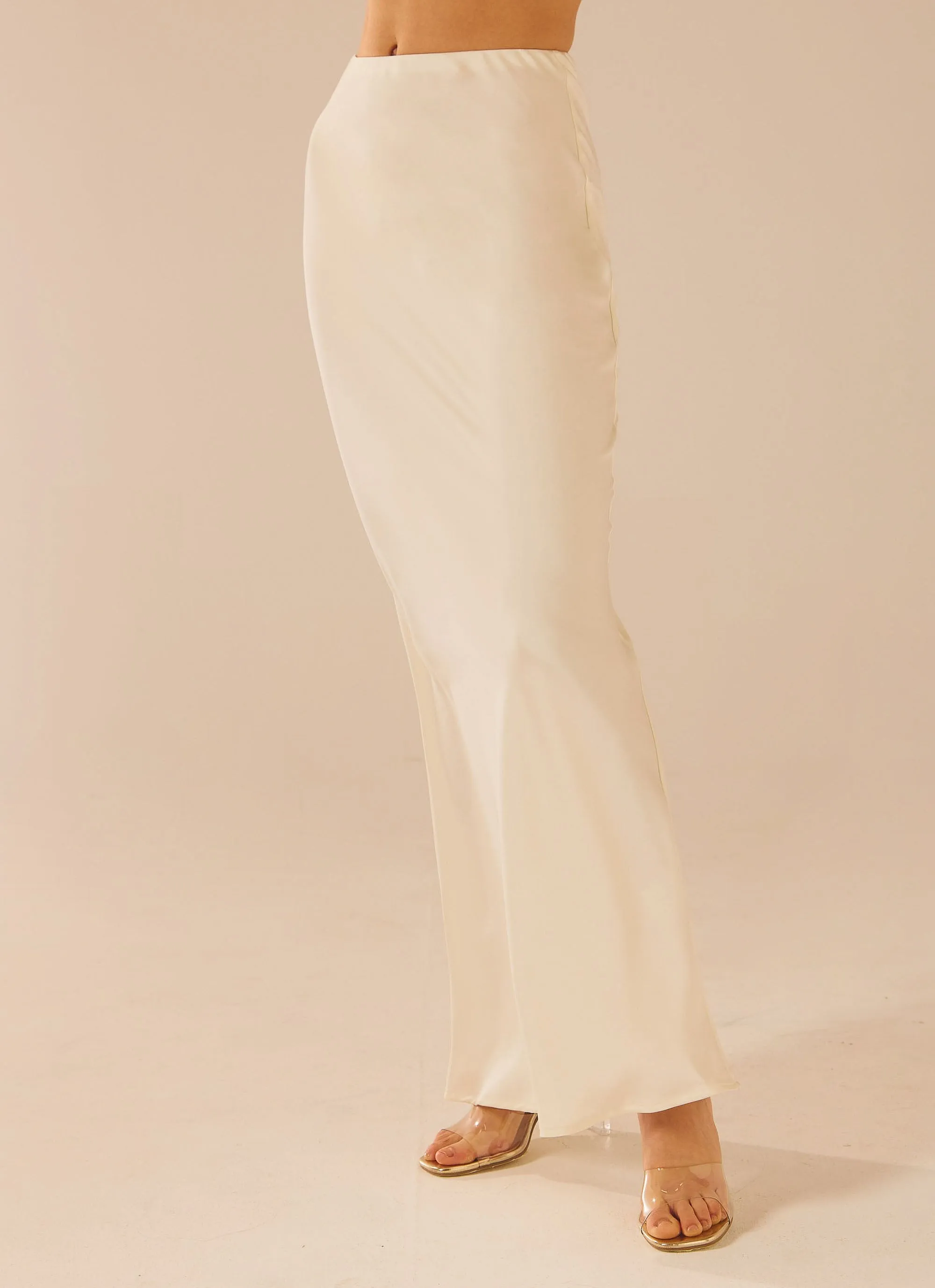 Aria Satin Maxi Skirt - Pearl sold by Peppermayo product image thumbnail 4