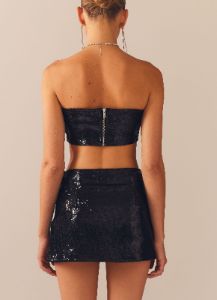 Emma Sequin Mini Skirt - Black sold by Peppermayo