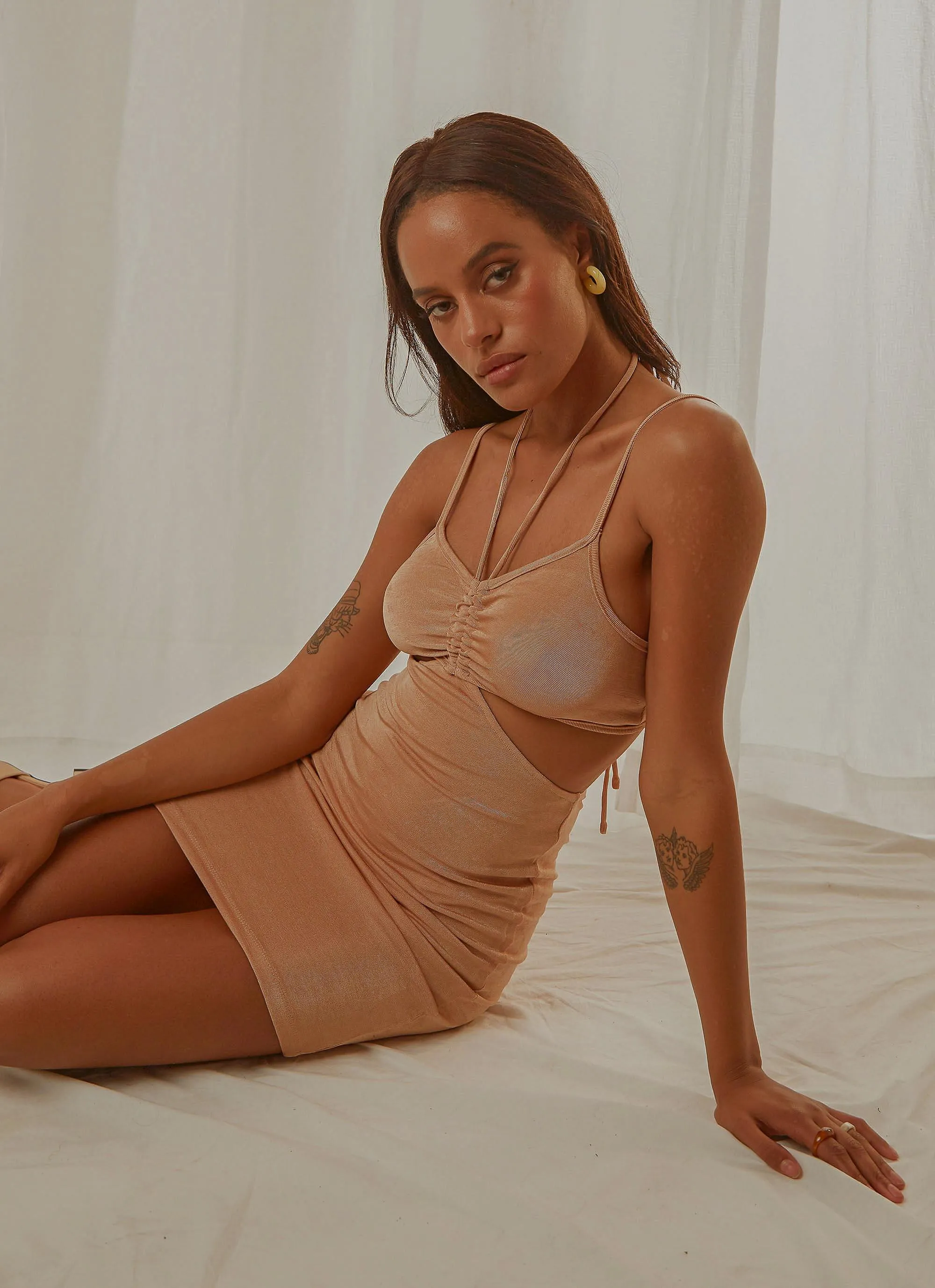 Know Yourself Mini Dress - Beige sold by Peppermayo product image thumbnail 2