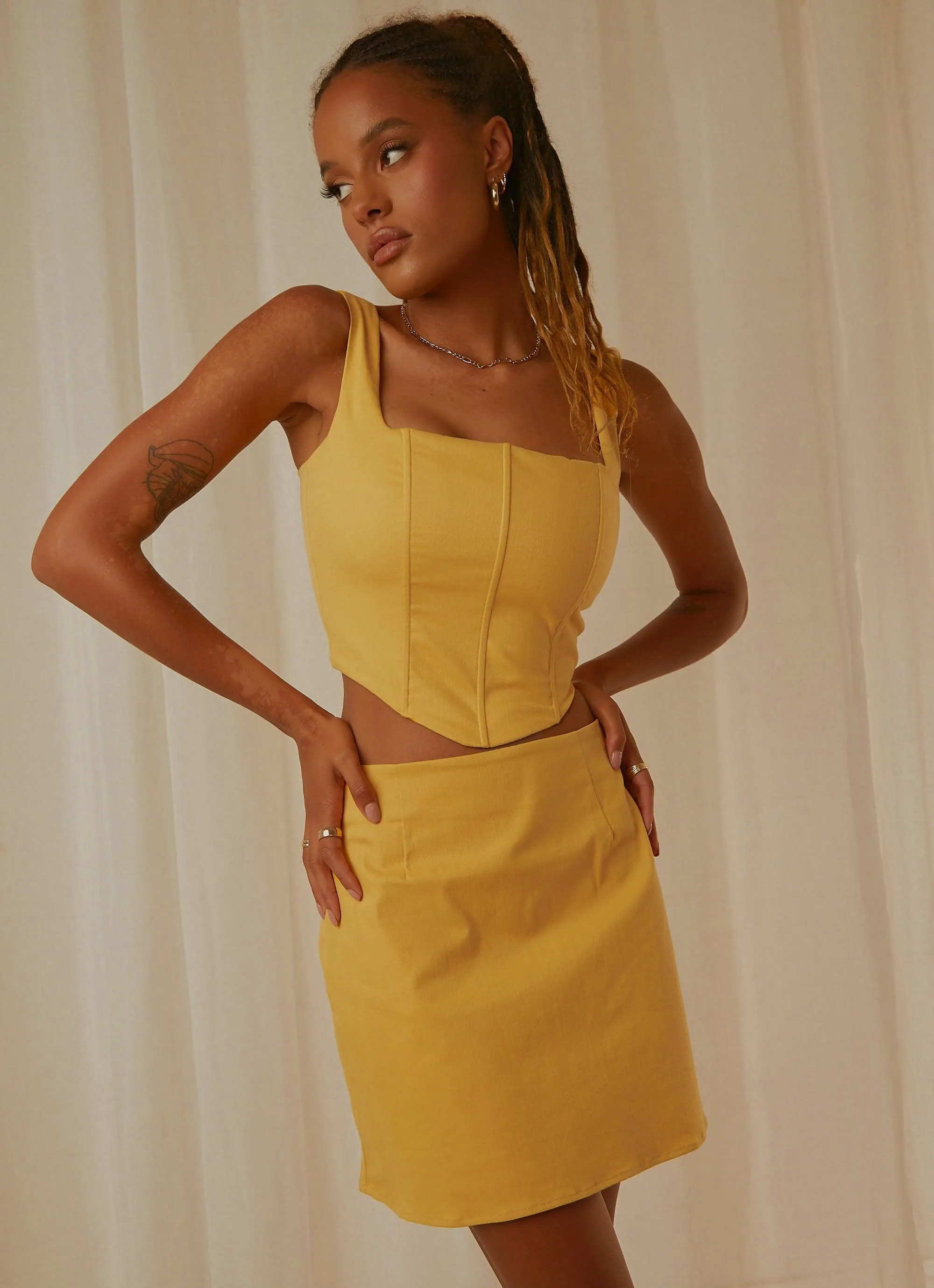 Rooftop Drinks Mini Skirt - Mango sold by Peppermayo