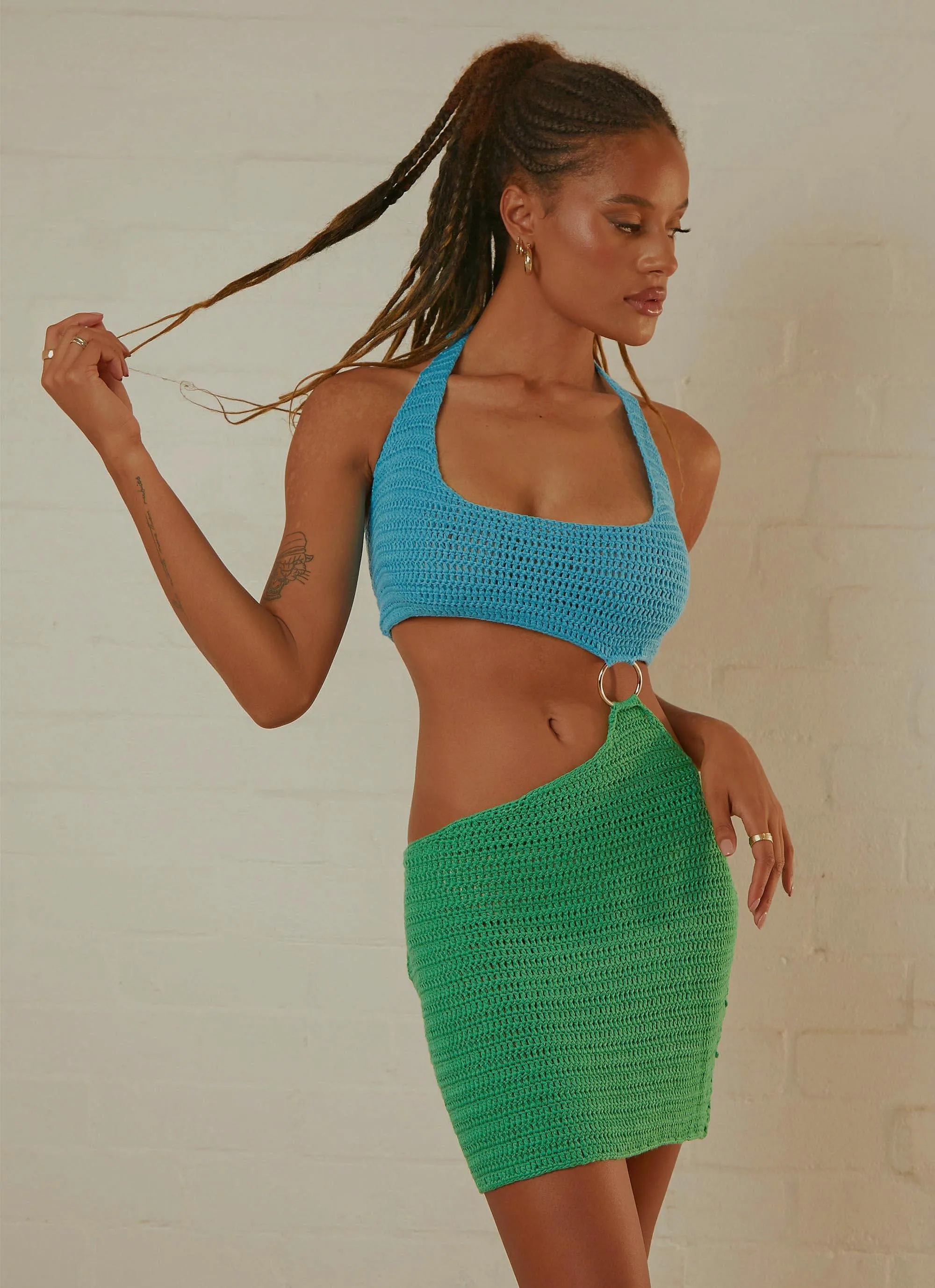 Jet Set Crochet Mini Dress - Blue Lagoon sold by Peppermayo product image thumbnail 5