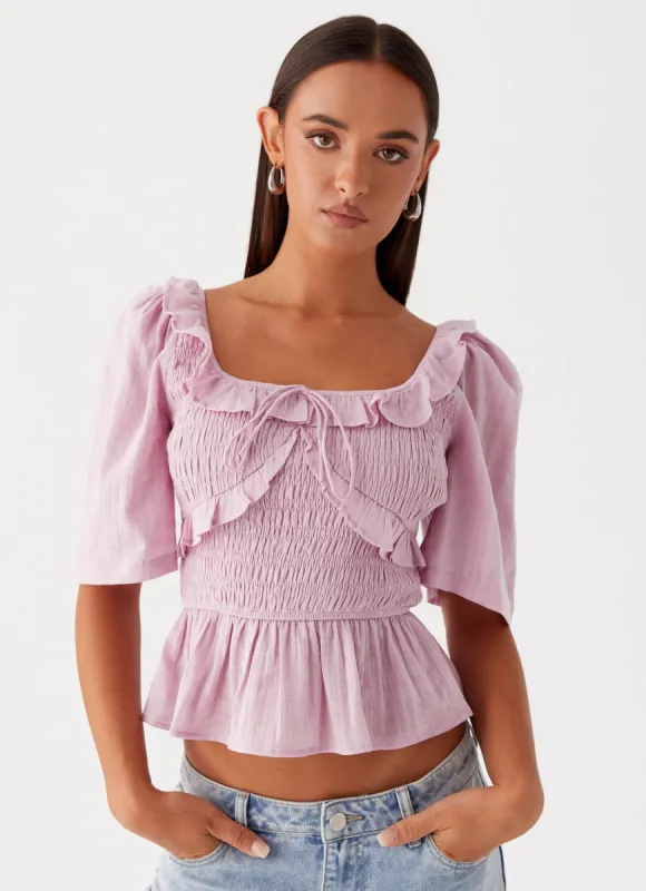 Hidden Gem Shirring Top - Purple made by Peppermayo