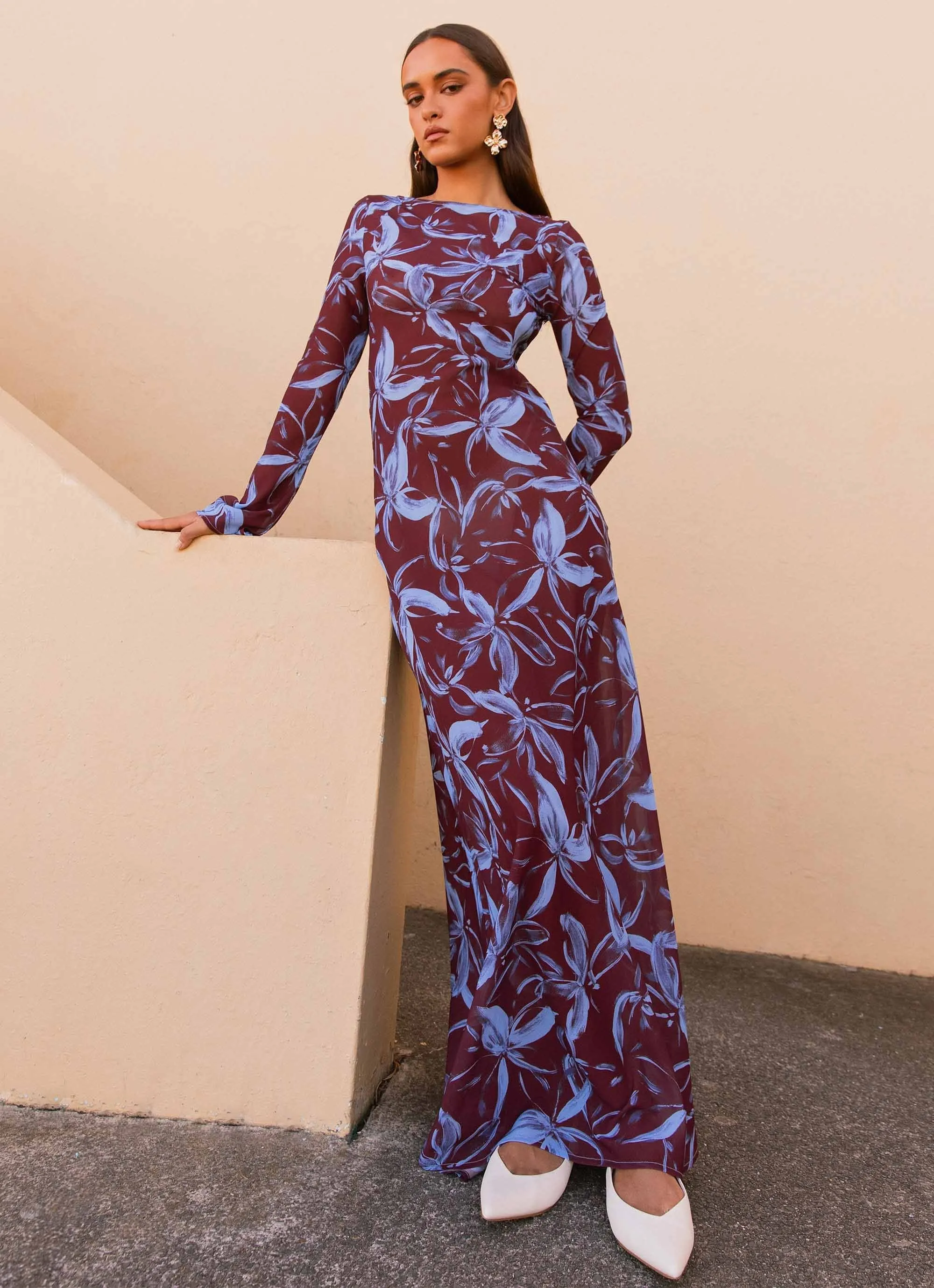 Lorde Maxi Dress - Brown Purple Floral sold by Peppermayo product image thumbnail 2