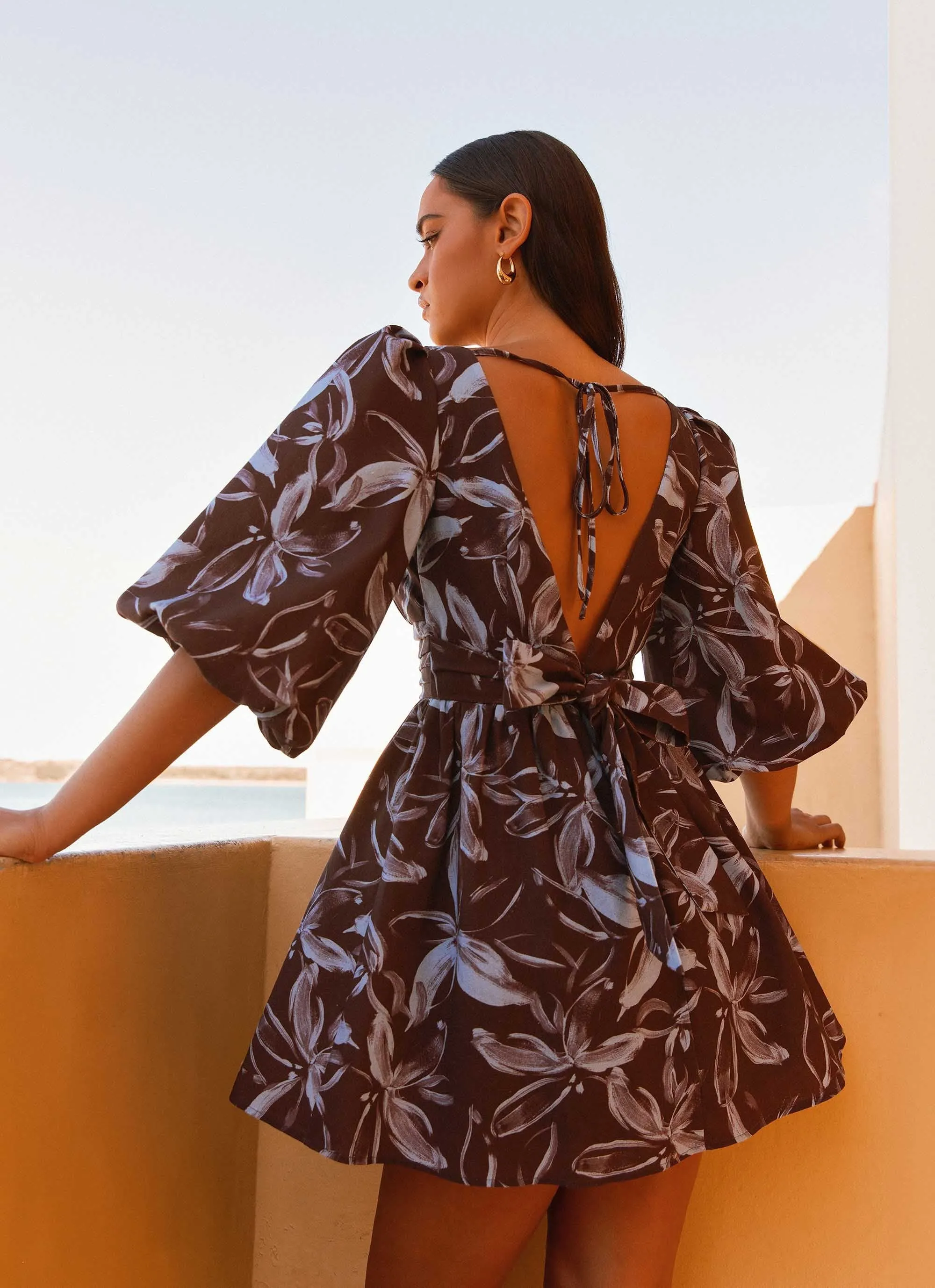 Crystal Dreams Mini Dress - Brown Purple Floral sold by Peppermayo product image thumbnail 2