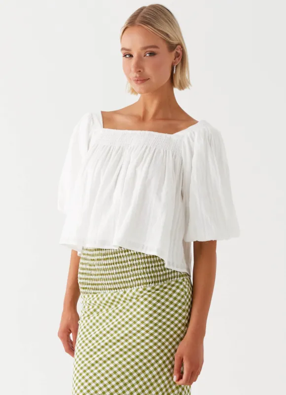 Tanika Puff Sleeve Top - White sold by Peppermayo