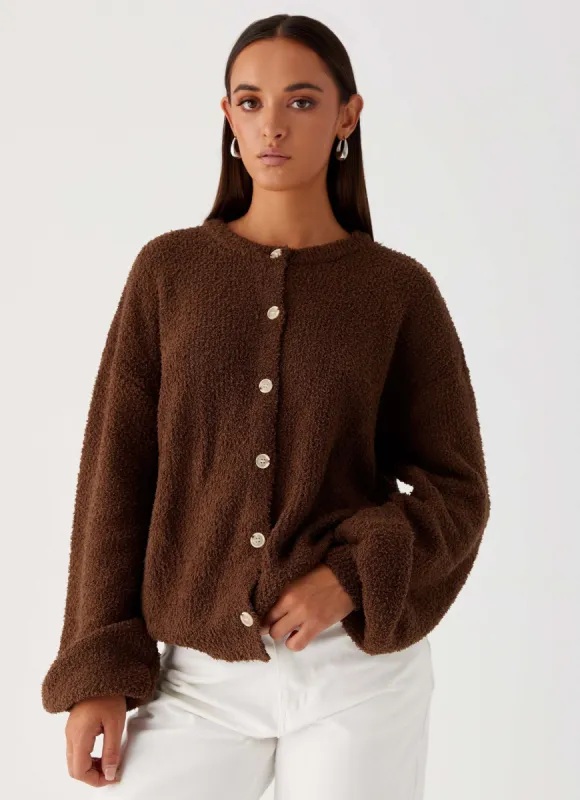 Gracie Oversized Knit Cardigan - Brown sold by Peppermayo