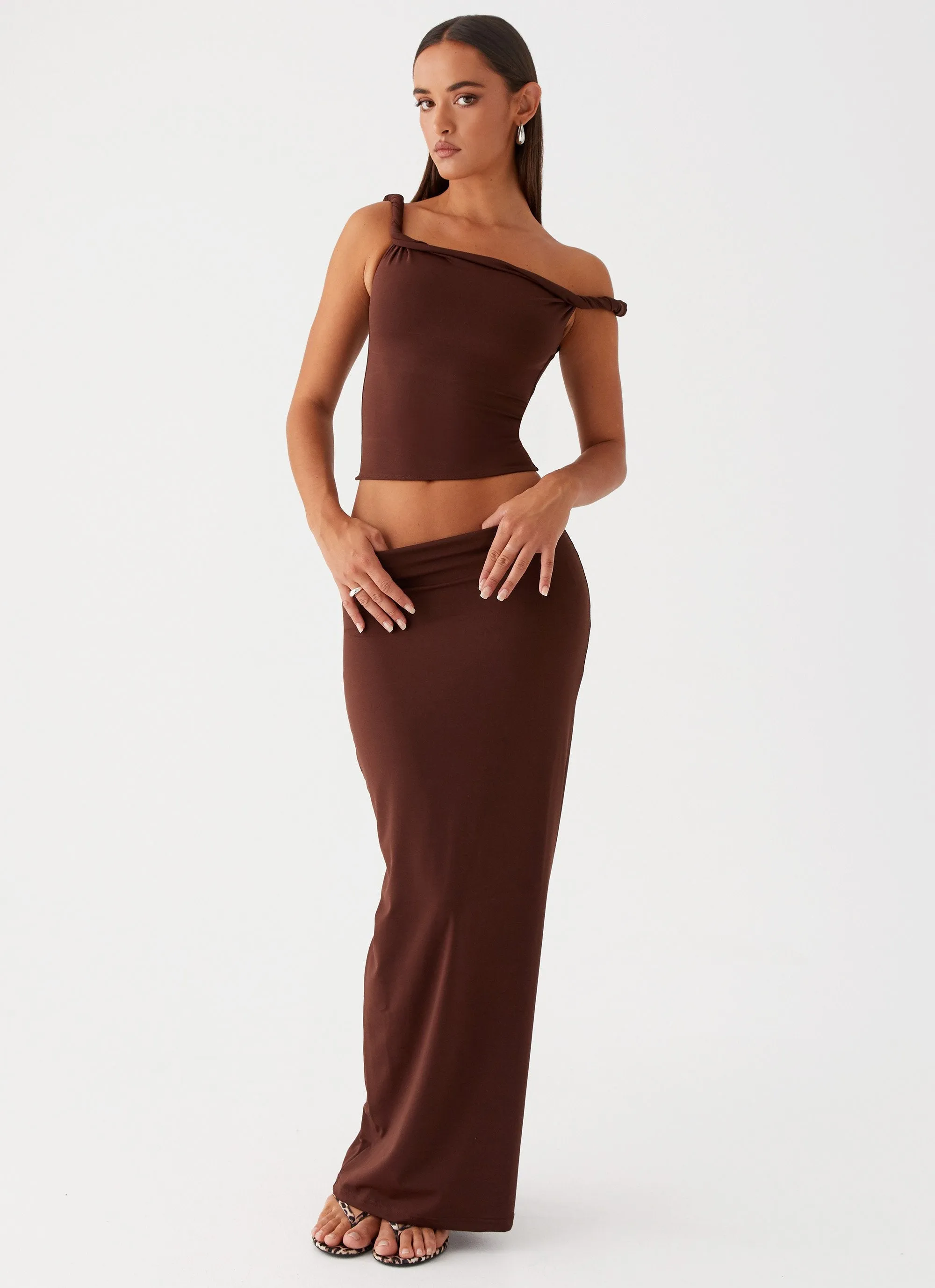 Solace Soul Maxi Skirt - Chocolate sold by Peppermayo