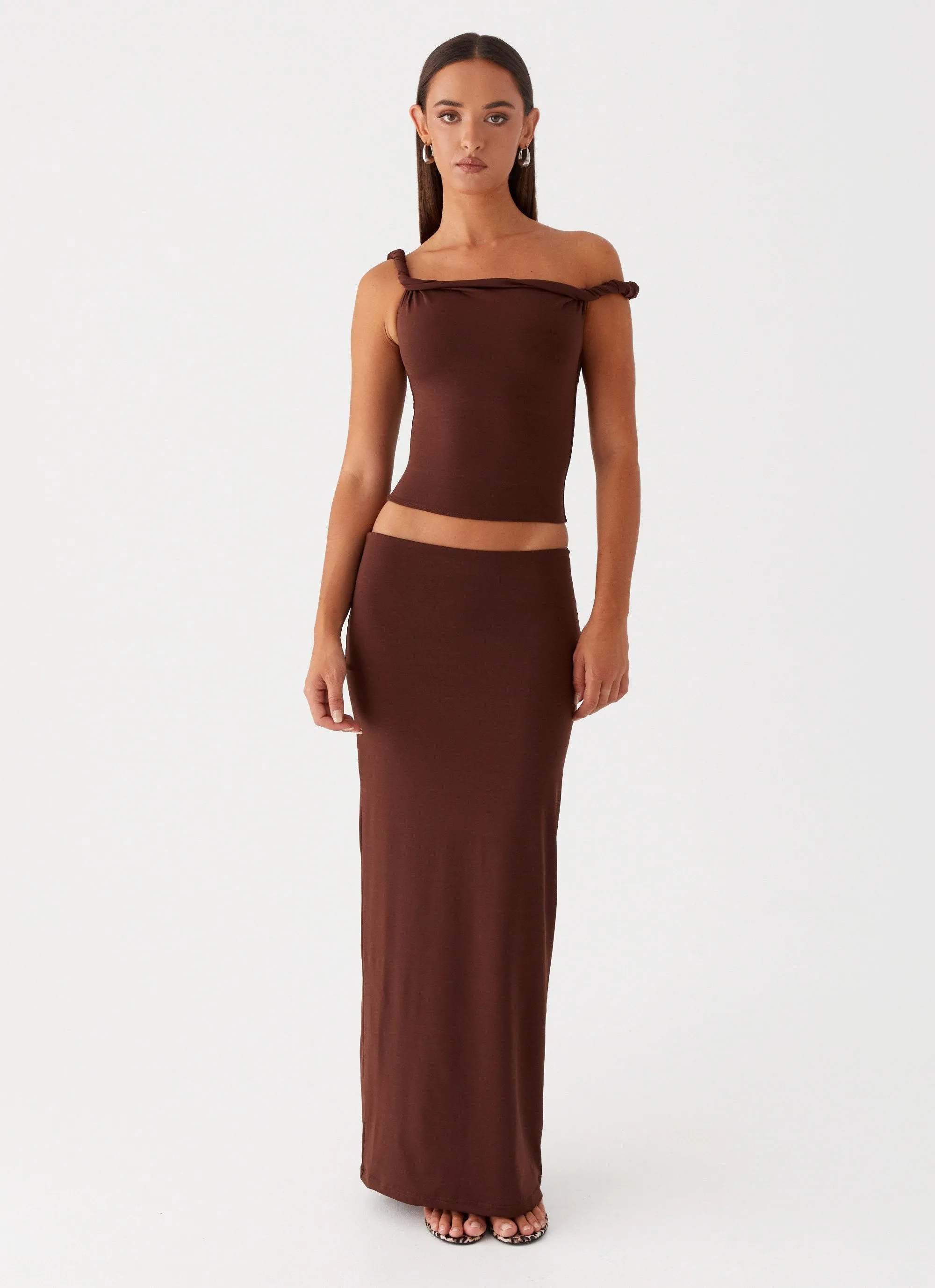 Solace Soul Twist Shoulder Top - Chocolate sold by Peppermayo product image thumbnail 2