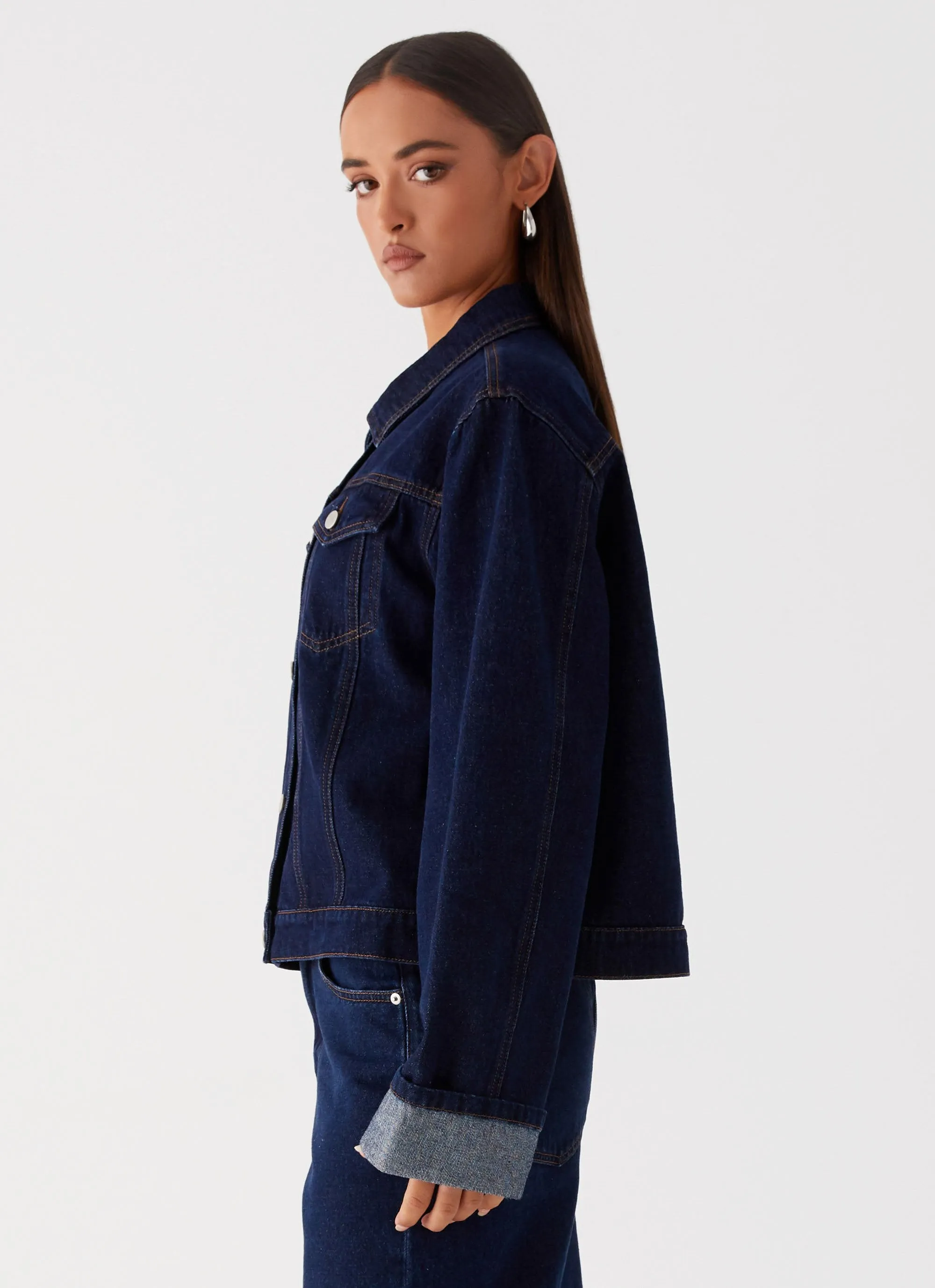 Back Again Oversized Denim Jacket - Blue sold by Peppermayo product image thumbnail 3