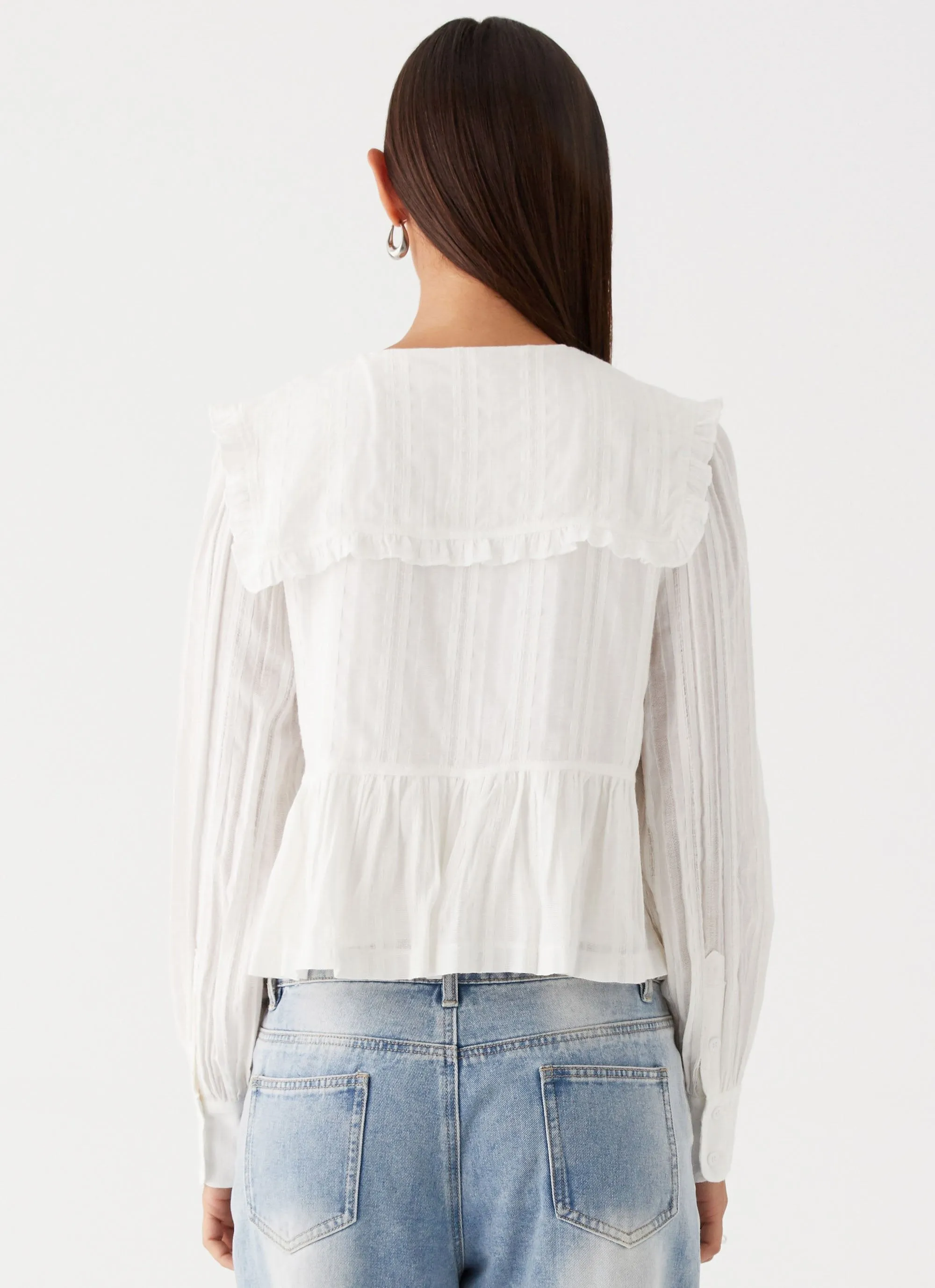 Emerson Tie Front Long Sleeve Top - White sold by Peppermayo product image thumbnail 4