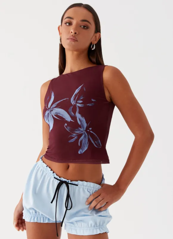 Speak Now Mesh Top - Brown sold by Peppermayo