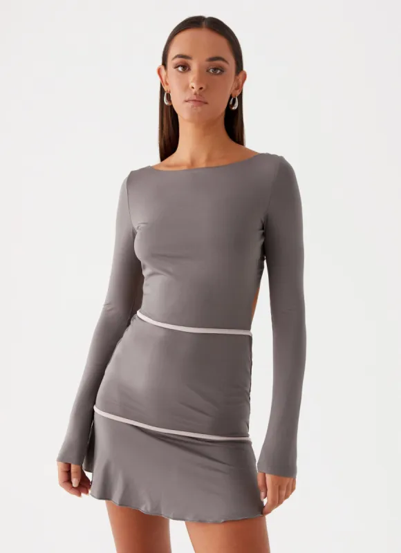 French Flirt Mini Dress - Charcoal sold by Peppermayo