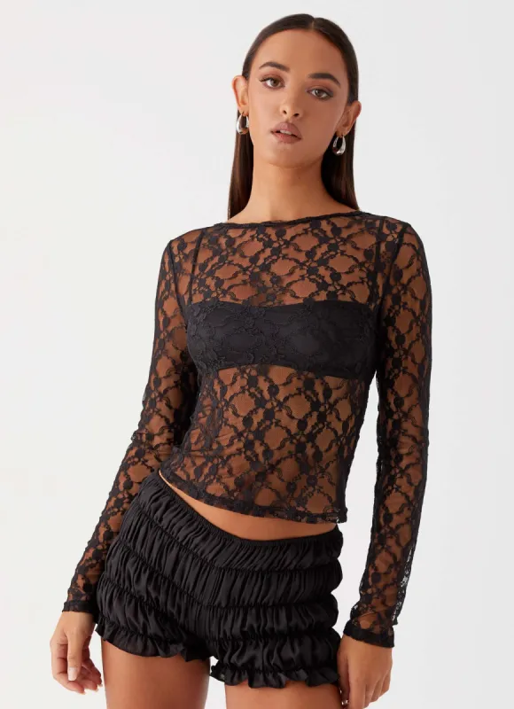 Ruthie Long Sleeve Top - Black sold by Peppermayo