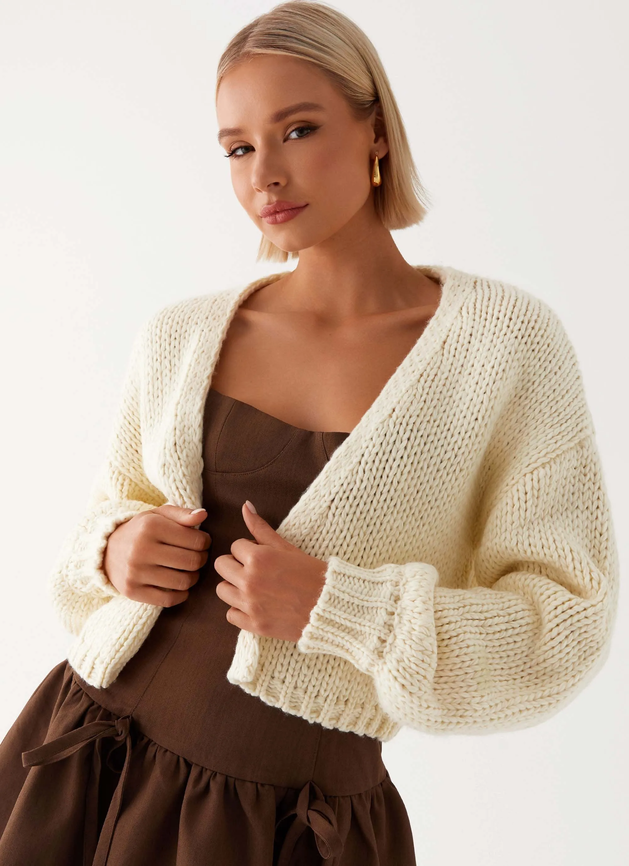 Jasleen Knit Cardigan - Ivory sold by Peppermayo