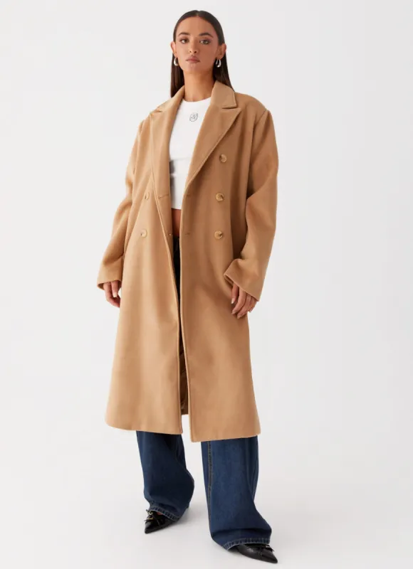 Gianni Double Breast Coat - Tan sold by Peppermayo