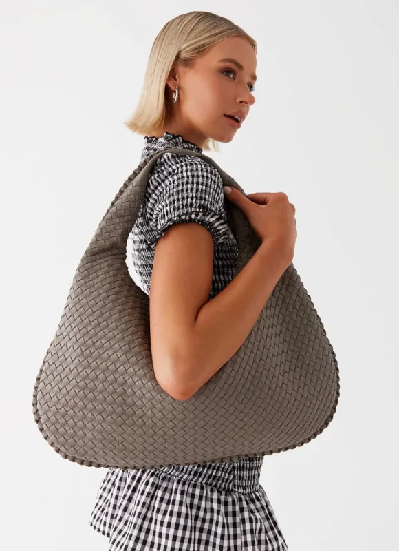 Oriona Woven Handbag - Grey sold by Peppermayo