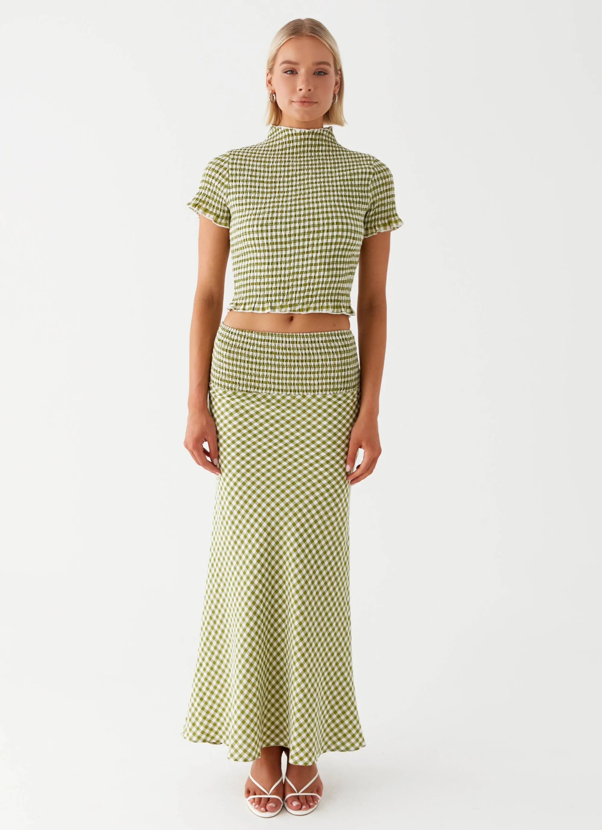 Leilani Maxi Skirt - Khaki Gingham sold by Peppermayo product image thumbnail 2