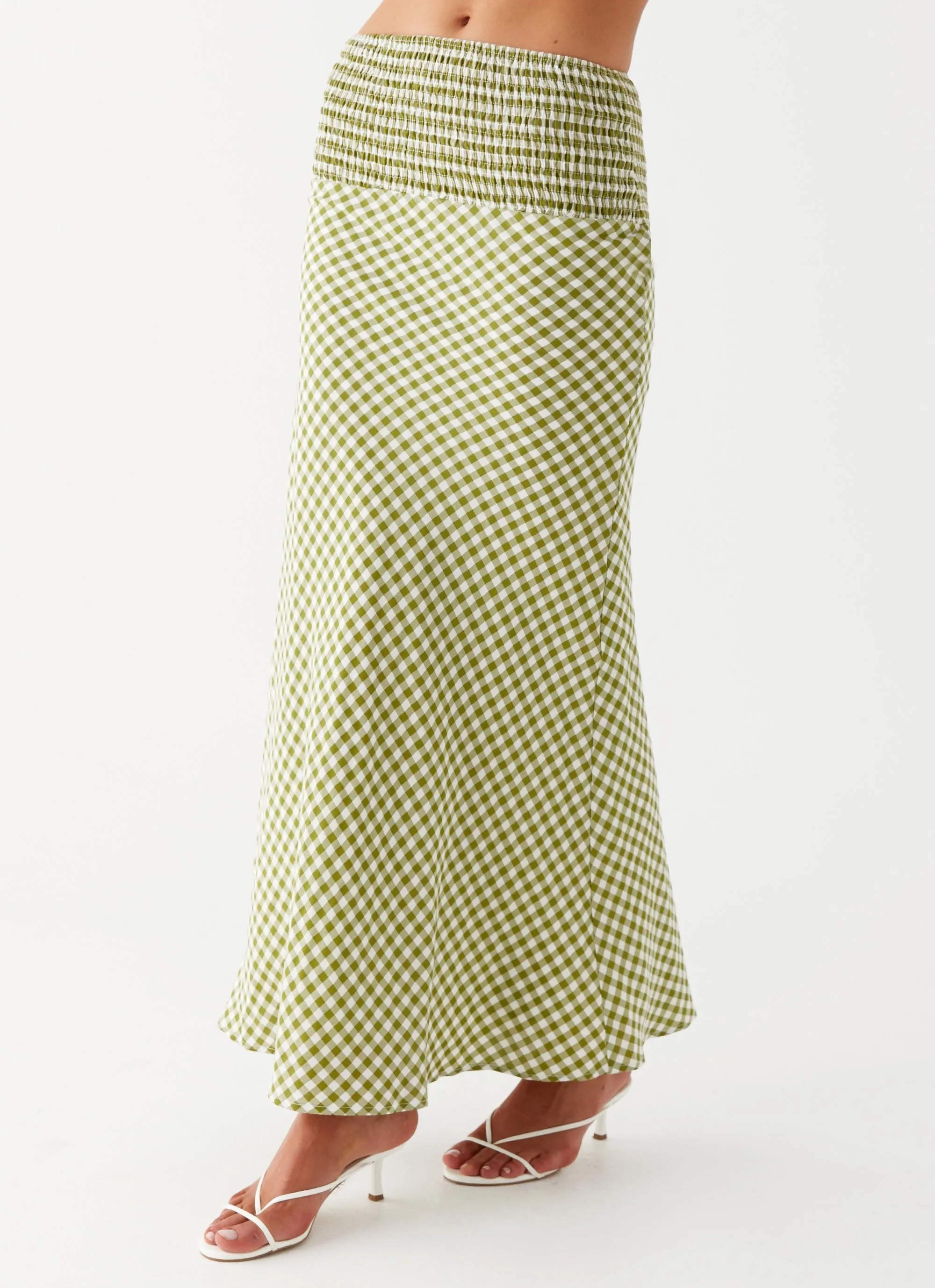 Leilani Maxi Skirt - Khaki Gingham sold by Peppermayo product image thumbnail 3