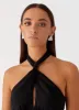 Sabine Linen Mini Dress - Black sold by Peppermayo
