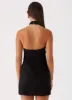 Sabine Linen Mini Dress - Black sold by Peppermayo