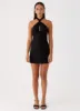 Sabine Linen Mini Dress - Black sold by Peppermayo